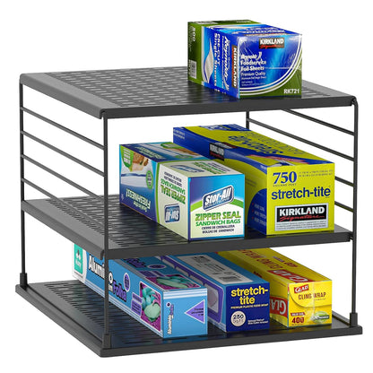 Upgraded Cabinet Organizers and Storage -Divided Compartment Holder for Plastic Bag, Wrap, Foil, Snack and Box for Kitchen and Pantry Organization and Storage, Kitchen Organization(Black)
