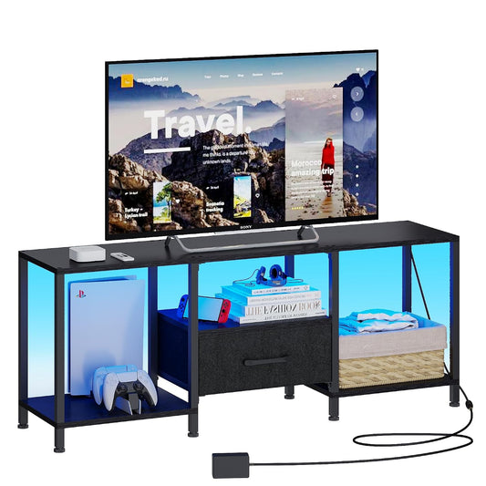TV Stand with LED Lights, Entertainment Center wit...