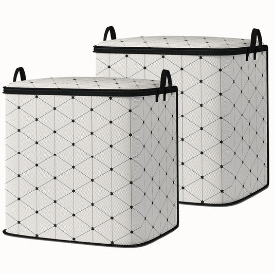 king comforter storage bag,blanket organizer with zipper 95L (2pack) | quilt duvet sweater sheet bedding pillow clothes storage for closet,dorm moving essentials containers with portable handles