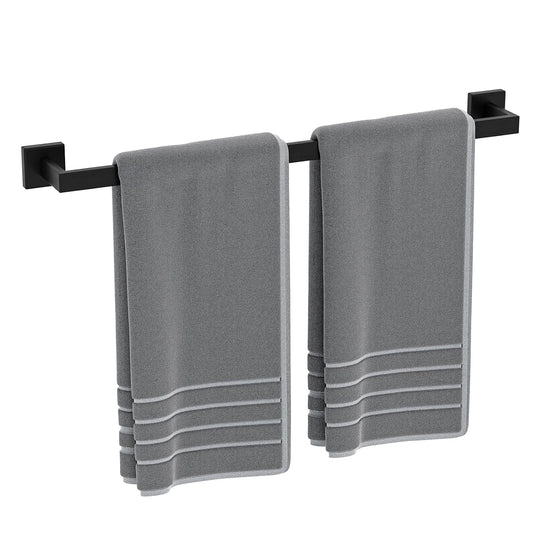 24 Inch Matte Black Towel Bar, Square Base, Total Length 26-Inch | Thicken Towel Rack for Bathroom Wall, SUS304 Stainless Steel Towel Rod, Modern Home Decor