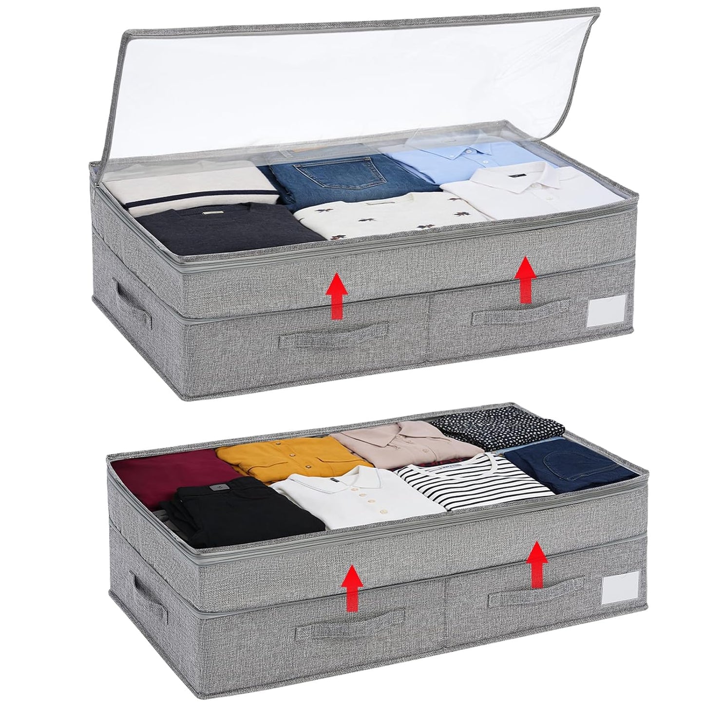Under Bed Storage Containers with Lids, Foldable Underbed Organizer with Handles, Large Closet Storage Bins for Clothes, Blankets, Shoes, Bedroom Organization (2 Pack)