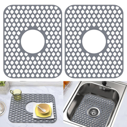 Silicone Sink Protector Kitchen Sink Mat 2 Pack 13... (Gray | Silicone)