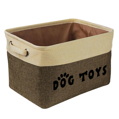 PET ARTIST Dog Toy Basket, Large Collapsible, Brown, M: 15"x11"x9" | Dog Toy Bin Box, Comfortable Handles, Large Pet Toy Storage Organizer, For Accessories, Toys, Coat & Clothing, Blanket Leash