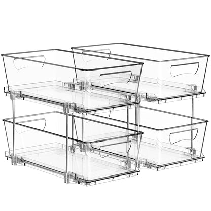 Simple Houseware 2Pcs 2-Tier Slim Drawer Cabinet Pull-Out Organizer, Clear
