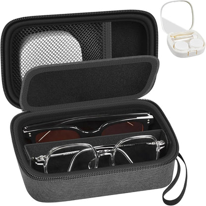 GWCASE Portable 2 in 1 Contact Lens Case and Glasses Case for 2 Pairs