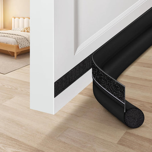 Door Draft Stopper 36 Inch Black Adjustable Door D... (Black | Polyester)