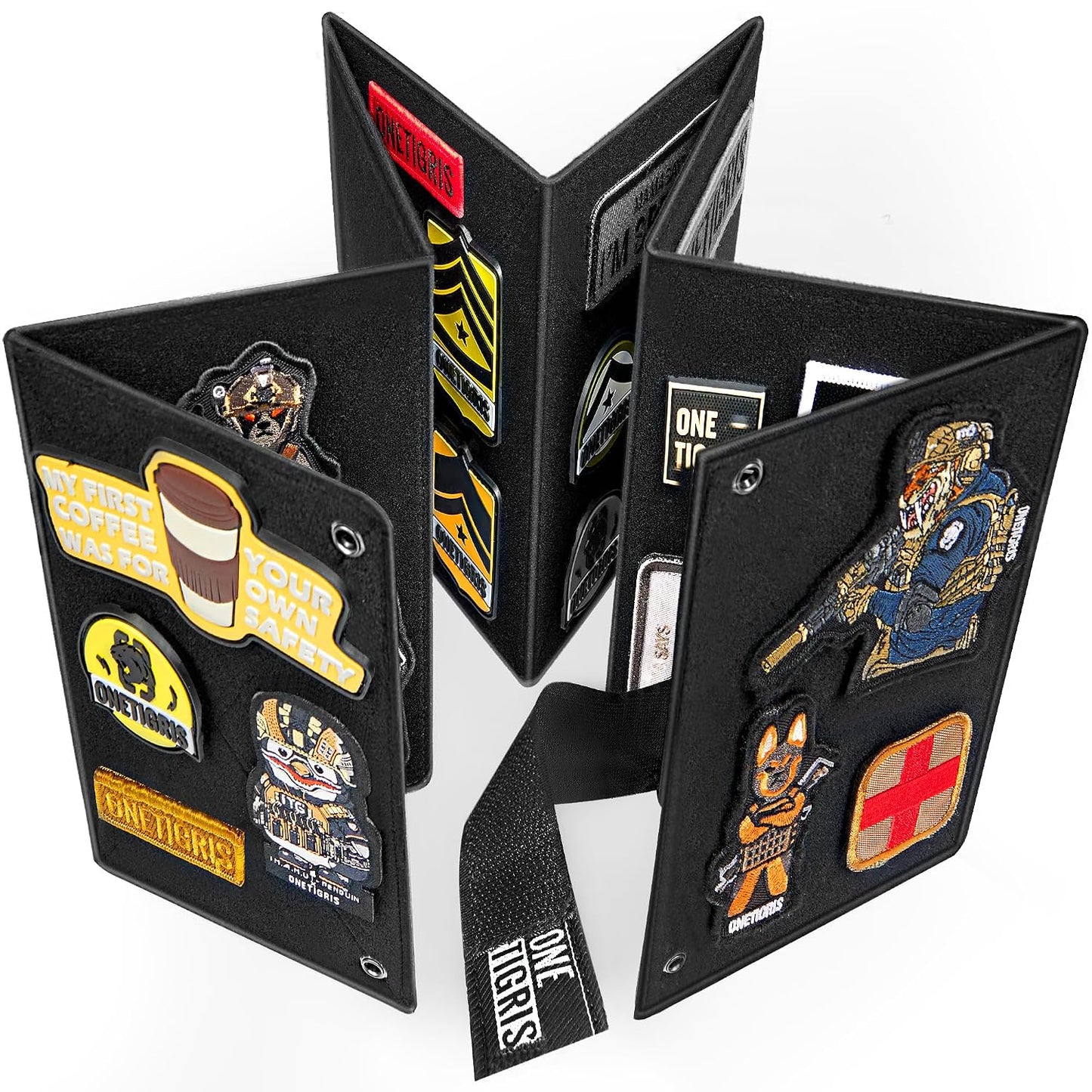 ONETIGRIS Patch Display Board, Foldable Tactical Patches Panel Organizer | Hook & loop holder for morale, flag & military patch collection. Portable booklet panel. No patches included