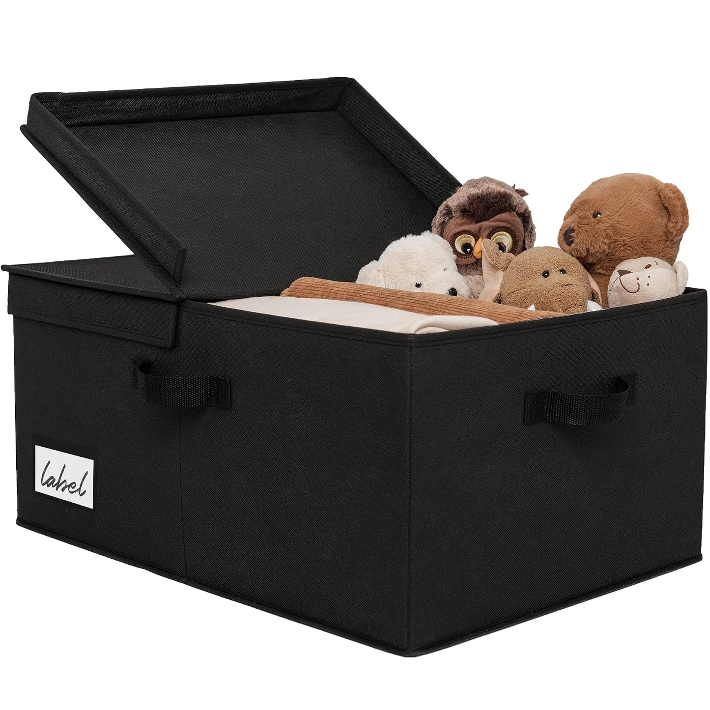 GRANNY SAYS Black Storage Bin with Lid, Fabric Closet Organizers and Storage Baskets, Extra Large Storage Box for Clothes, Memory Keepsake Box, 1-Pack