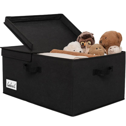 GRANNY SAYS Black Storage Bin with Lid, Fabric Closet Organizers and Storage Baskets, Extra Large Storage Box for Clothes, Memory Keepsake Box, 1-Pack
