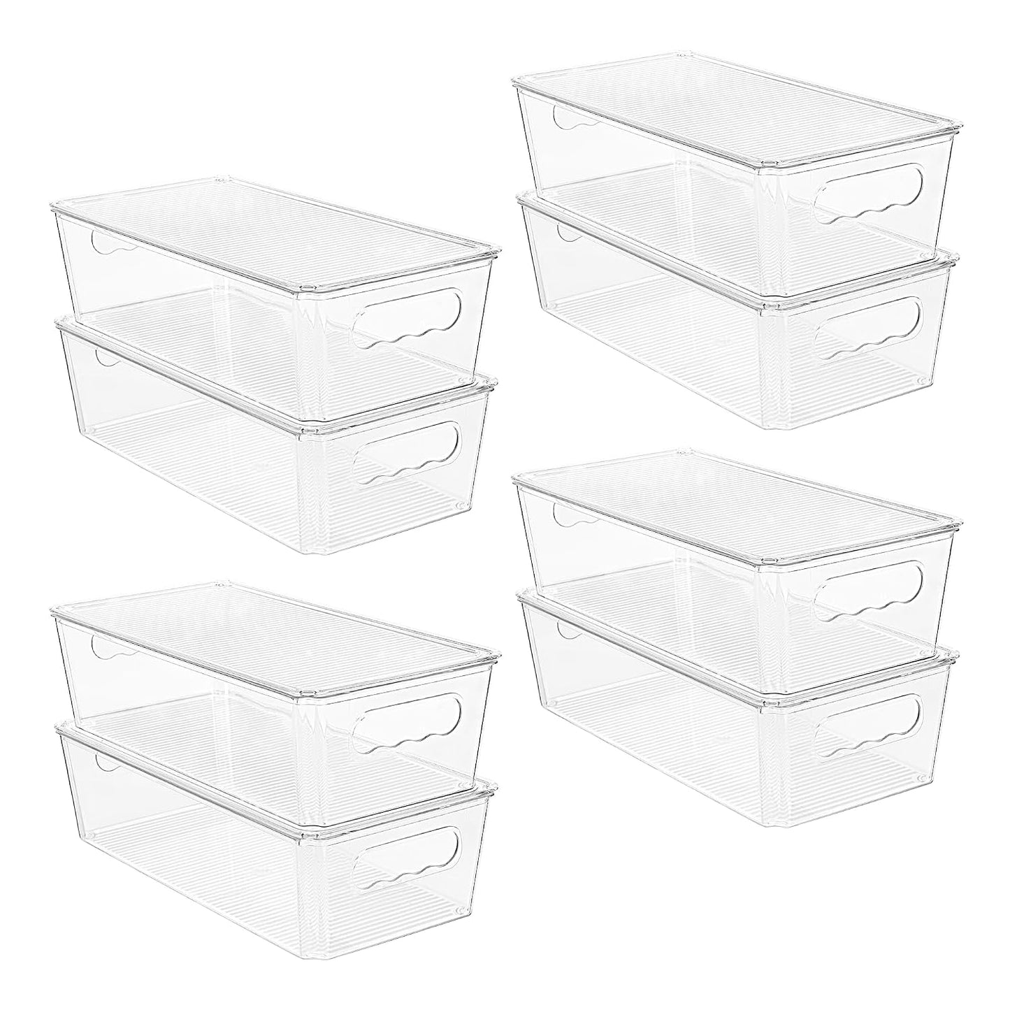 Vtopmart 8pcs Clear Stackable Storage Bins with Lids | BPA-free food-grade PET, Stackable with Lids Included, Easy to Move, For Fridge Freezer Pantry Cabinet Kitchen Organization
