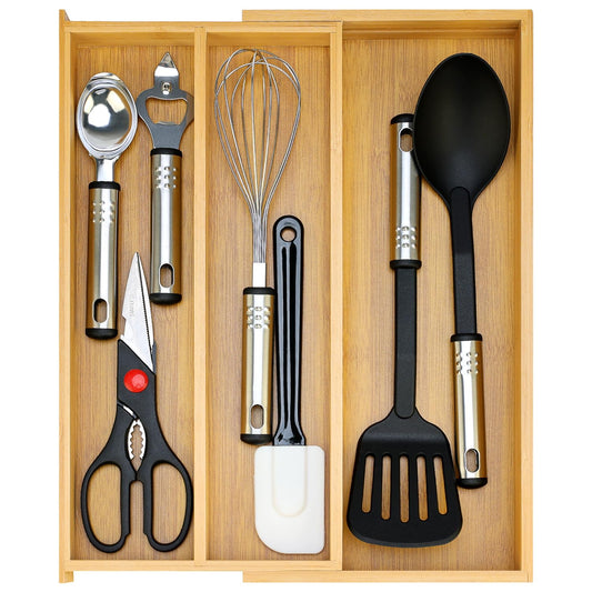 Large Bamboo Kitchen Utensil Drawer Organizer Expa... (Bamboo | Bamboo)