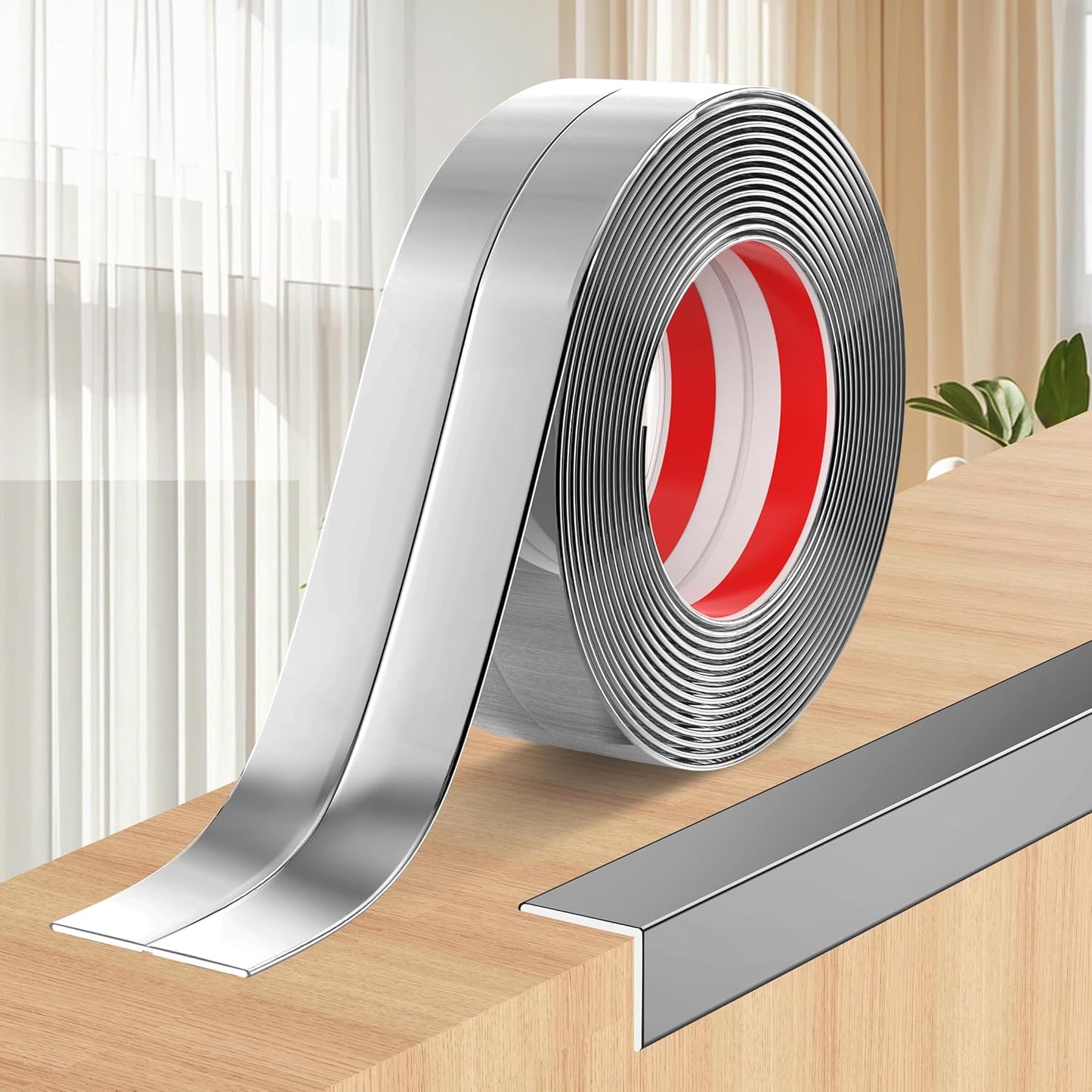Wall Corner Protector Peel and Stick Corner Trim Molding | Flexible Wall Corner Guards Trim Inside & Outside Self Adhesive Moulding Trim for Edge Corner, Silver, 0.8 in x 20 Ft