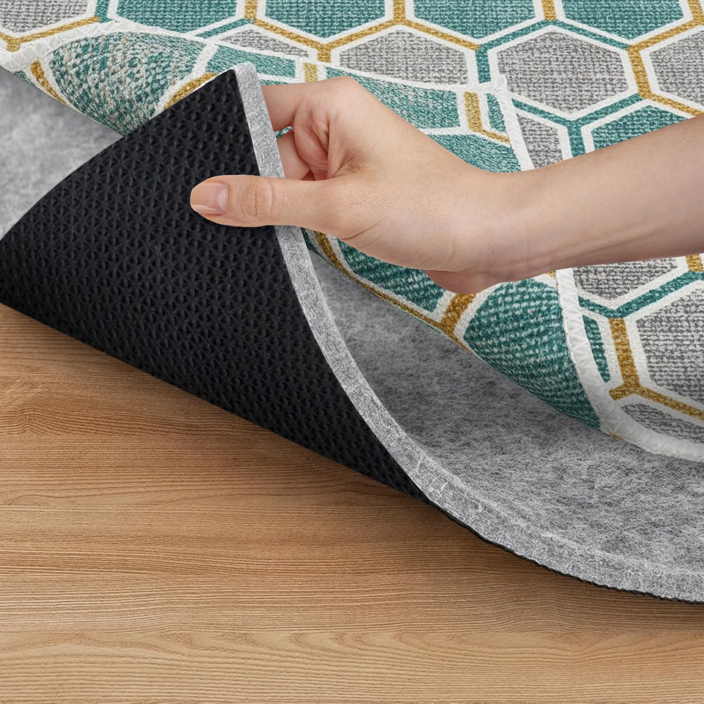 Premium Non Slip Rug Pad 5x7 Feet, 1/4" Thick Cushioned Rug Gripper for Hardwood Floors, Vinyl, Laminate, Stone, Carpet & Tile, Under Rug Padding Protects Floors