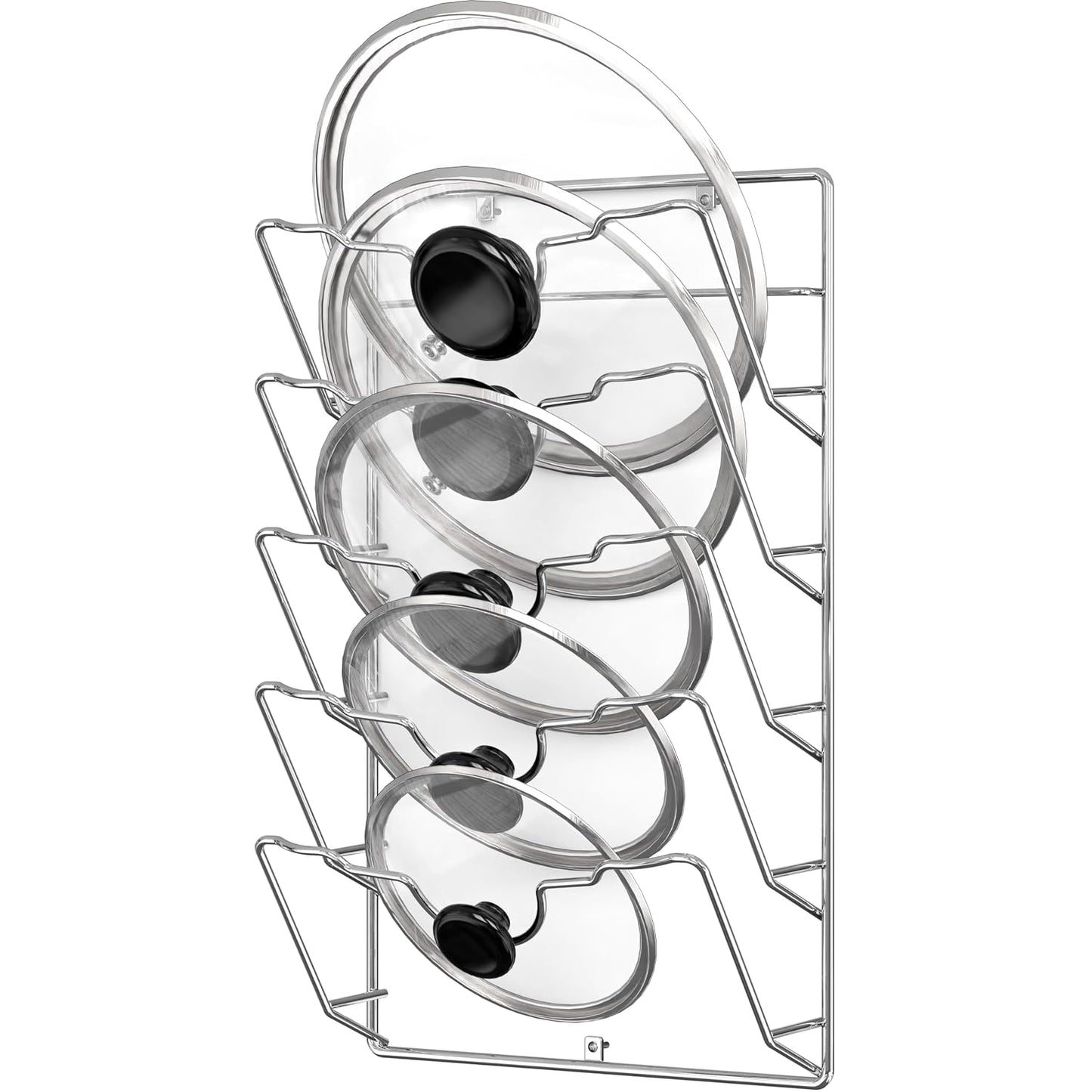 Simple Houseware Wall Door Mounted Pot Lid Rack Organizer, Chrome Finish | 9.5" W x 4.5" D x 17.2" H Shelf