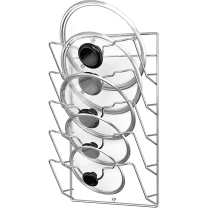 Simple Houseware Wall Door Mounted Pot Lid Rack Organizer, Chrome Finish | 9.5" W x 4.5" D x 17.2" H Shelf