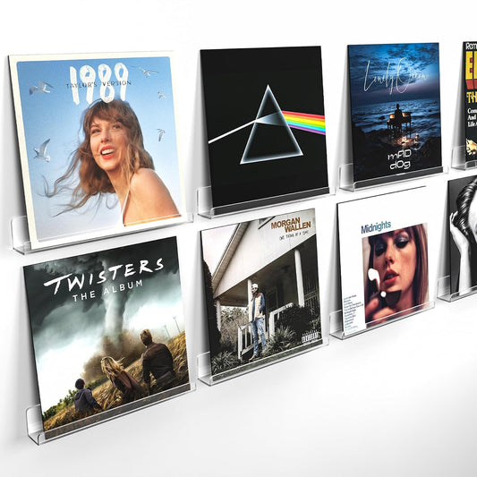 Vinyl Record Wall Mount Shelves, 12 inch Vinyl Hol... (8 Count | Clear | Acrylic)