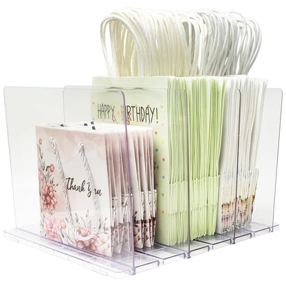 Gift Bag Storage Organizer, Acrylic Clear Shopping Bag Organizer, Adjustable Shelf Divider Bag Organizer for Small Closet, 1 Pack