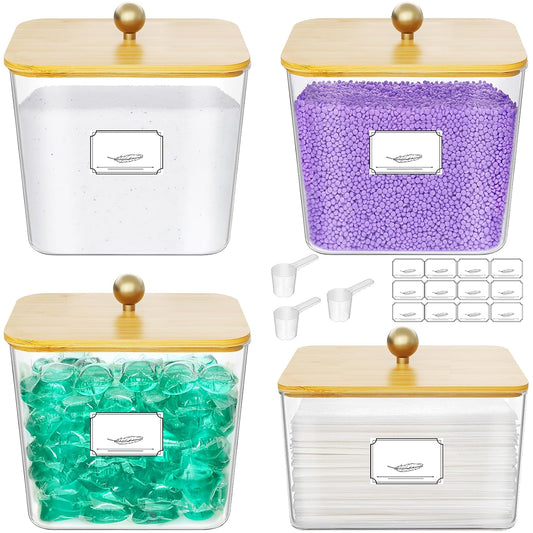 Laundry Pods Container with Lid, 0.53+0.7gal, Natu... (Natural | Plastic)