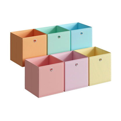 SONGMICS Storage Cubes, Set of 6 Odorless Foldable Storage Boxes | Closet Organizers for Shelf, Rainbow Storage Bins, 10.2 x 10.2 x 11 Inches, URFB226X01