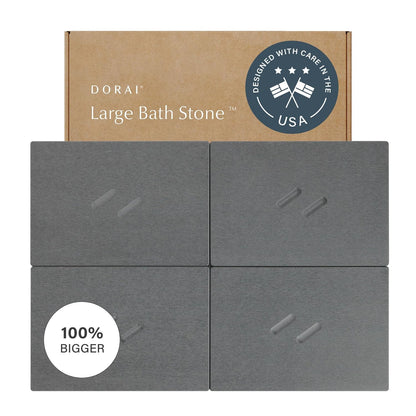 Dorai Home Stone Bath Mat for Bathroom | Quick-Drying Diatomaceous Earth Shower Mat, Non-Slip Natural Stone Modern Bathroom Rugs, Customizable Design | Slate, Large - 32.1" x 22.8" x 0.6"