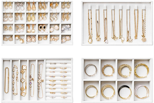 Velvet Jewelry Drawer Organizer Trays – 4-Layer St...