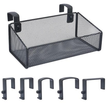 Bedside Caddy Hanging Storage Basket Beside Shelf Metal Organizer for Collage Dorm Bunk Bed,Hospital Bed,Baby Bed - Bedroom Essentials for Magazine,Remote Control,Phone,Drinks (Black)