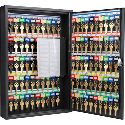 Barska 100-Position Key Lock Box – Solid Steel Key Cabinet with Adjustable Numbered Hooks, Key Log Sheet, Color Tags & Index Chart – Wall-Mount Organizer, Black Finish Key Organizer Keybox