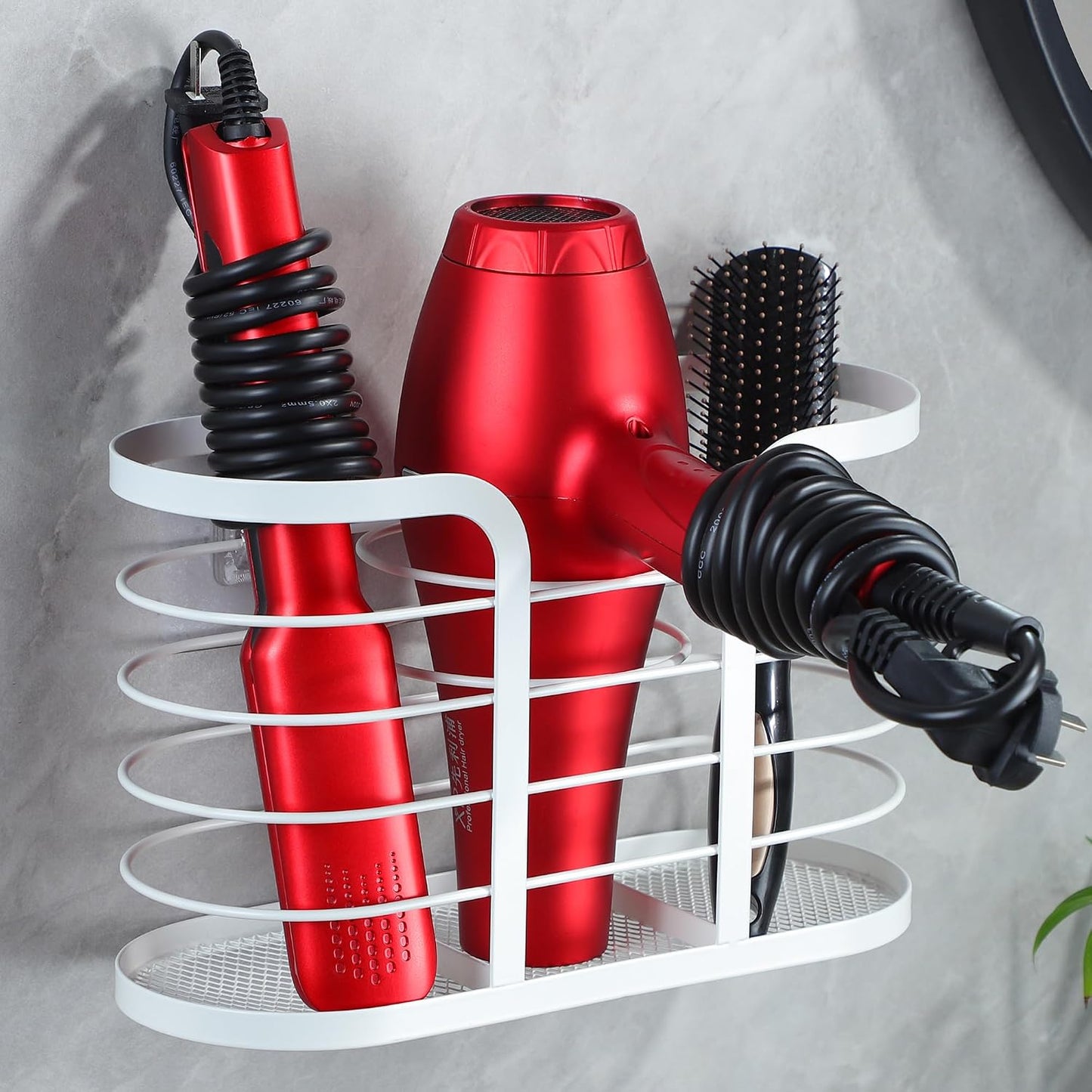 White Hair Dryer Holder - Adhesive Blow Dryer Hold... (White-l | Stainless Steel)