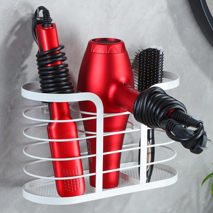 White Hair Dryer Holder - Adhesive Blow Dryer Hold... (White-l | Stainless Steel)