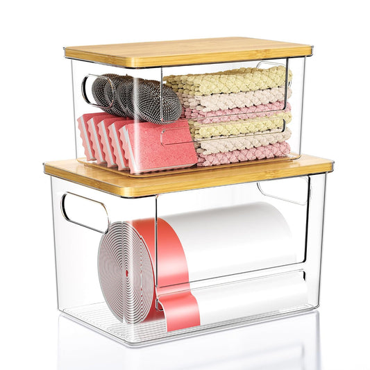 Trash Bag Dispenser 2 Pack (XL+S) - Trash Bag Hold... (Clear | Plastic)