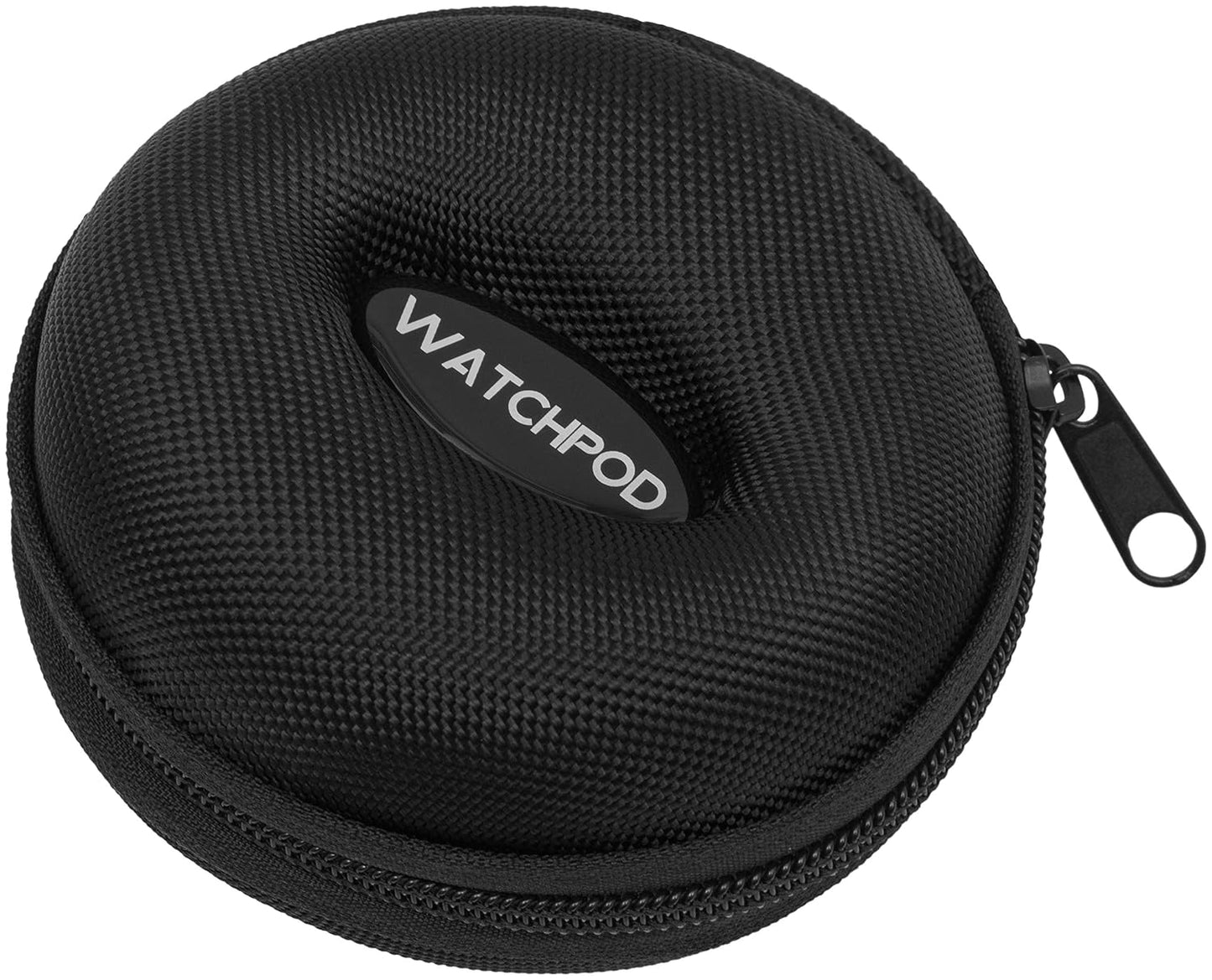Travel Watch Case | Single Watch Box w/Zipper for Storage | Cushioned Round Portable Watch Case for Travel | Fits all Wristwatches and Smart Watches up to 50mm (Black)