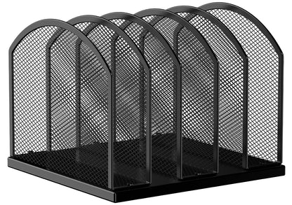5-Section Vertical Desktop Organizer, 5-Section Mesh File Folder Stand Sorter for Office Home Classroom Organization