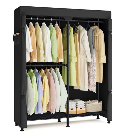 Clothing Rack, Heavy-Duty Garment Rack with Adjust... (Ink Black)