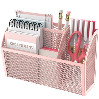 DALTACK 3-Grid Magnetic Pencil Holder, Strong Magnet Locker Organizer, Pink | Mesh Magnetic Shelf, Marker Holder Perfect for Whiteboard, Refrigerator and Locker Accessories