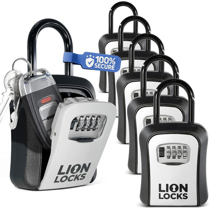 Lock Box for Keys - Lockbox for House Key, Lock Box with Combination for Real Estate, Car, House, Waterproof Key Safe - Easy Installation (6 Pack)