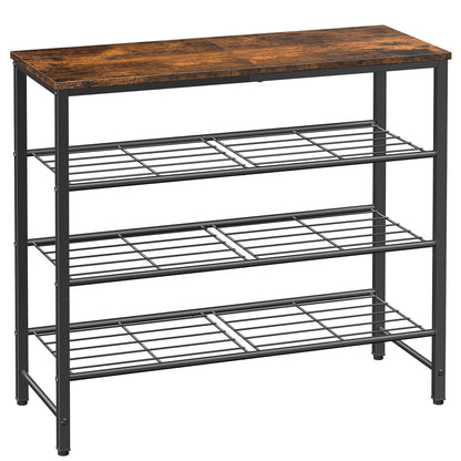 Kitsure Shoe Rack for Closet, Shoe Storage, 29.5" Wide - 4 Tier, Brown | Space-Saving Shoe Organizer with Leveling Feet, Sturdy & Rust-Proof Wooden Shoe Rack for Entryway, Bedroom, Living Room
