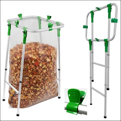 Adjustable & Foldable Leaf Bag Holder, for 33-55 Gallon Plastic & Paper Bags, No Tools Needed for Assembly, Works on Slopes, Trash Bag Stand, Yard & Lawn Cleanup, Gardening, Camping, Parties