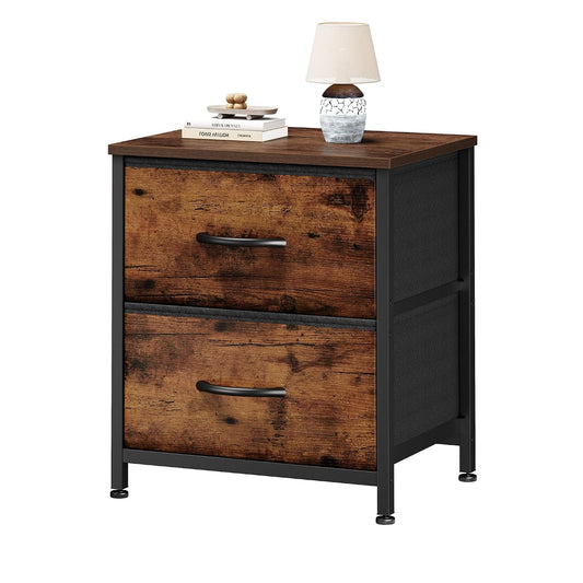 Sweetcrispy Nightstand Set of 2 with 2 Storage Drawers, Small Bedside Table | Small Dresser with Sturdy Wooden Top for Daily Essentials, Compact Nightstand for Bedroom, Closet and Small Spaces