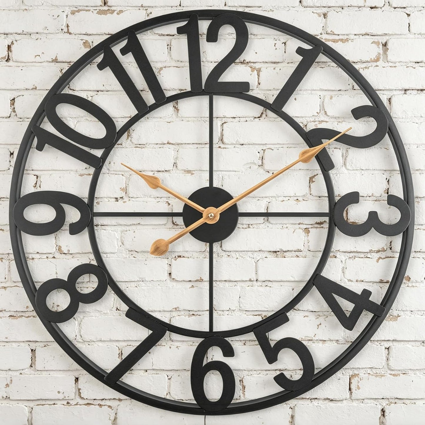 Outdoor Clock for Patio Waterproof, 14 Inch Large Outdoor Wall Clock Battery Operated, Silent Non-Ticking Metal Garden Clock for Pool, Porch, Backyard, Fence – Black Vintage Farmhouse Decor