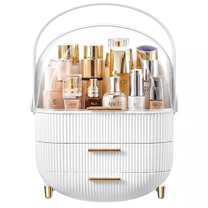 Makeup Organizer Skincare Organizers With Drawers | Cosmetic Display Cases with Transparent Cover, Skincare Organizers for Bathroom Countertop, Bedroom Vanity Desk, White