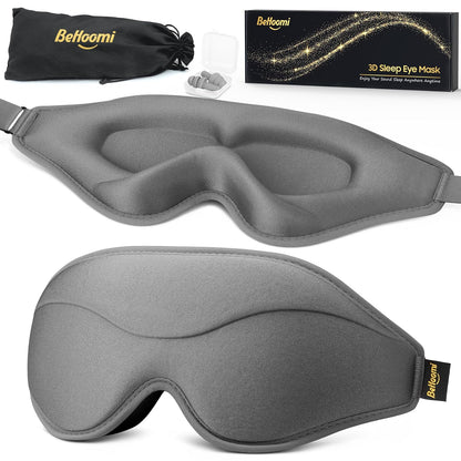 Sleep Mask, New Version, Premium Eye Mask for Sleeping, Total Blackout, Superior Soft Comfort, Upgraded 3D Ergonomic Designed Sleeping Mask for Home, Office, Travel, Meditation, Yoga, Gray