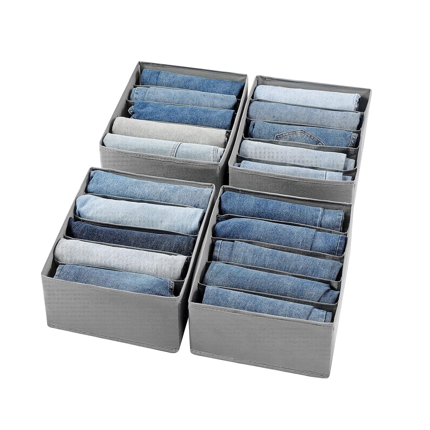 Jeans Drawer Organizers for Clothing, 5 Compartment Wardrobe Storage Box, Washable Clothes Organizer for Folded Clothes, Jeans, Pants, Leggings, t-shirts(Grey)