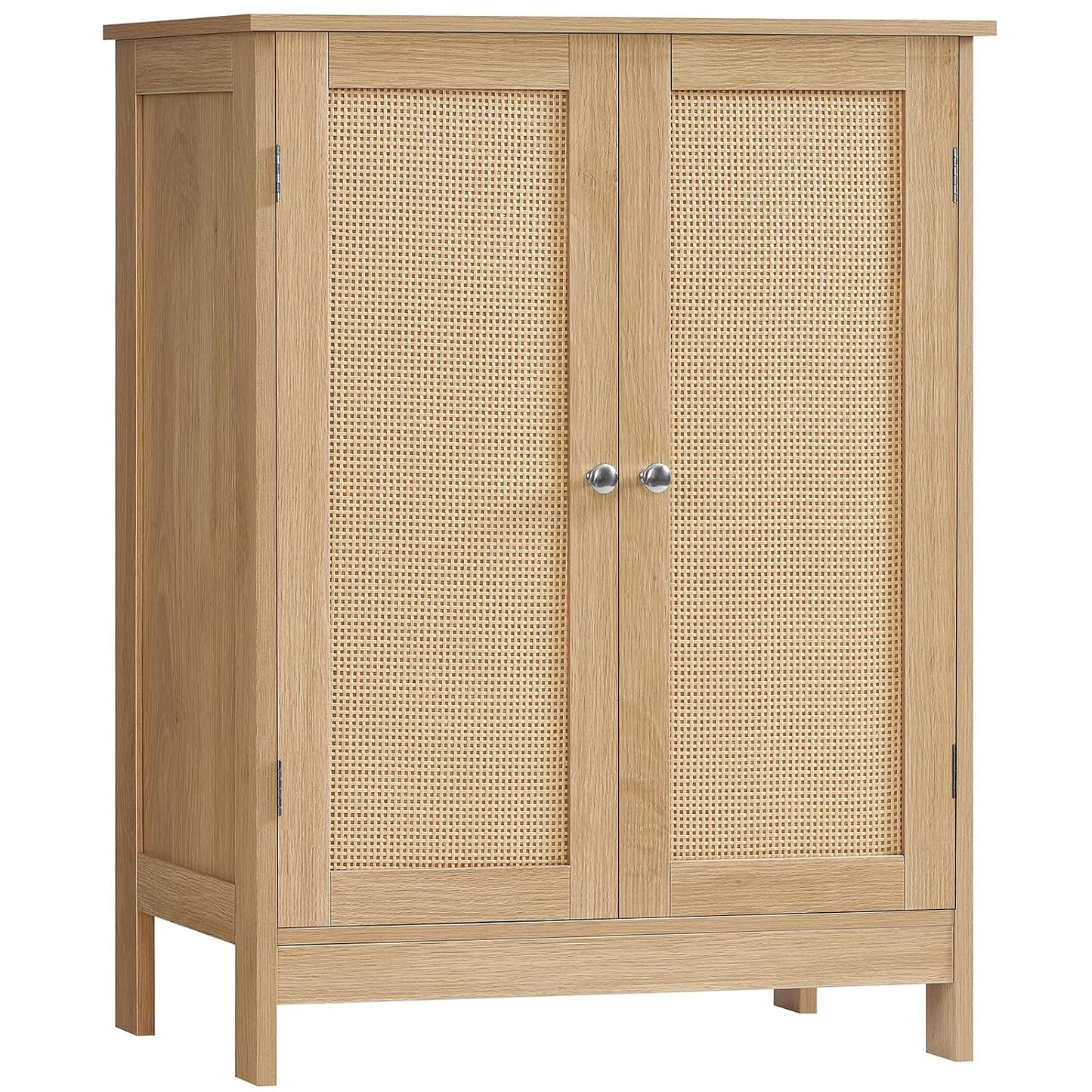 Iwell Storage Cabinet, Rattan Cabinet with Adjustable Shelf, for Living Room, Entryway, Kitchen, Home Office, Nature