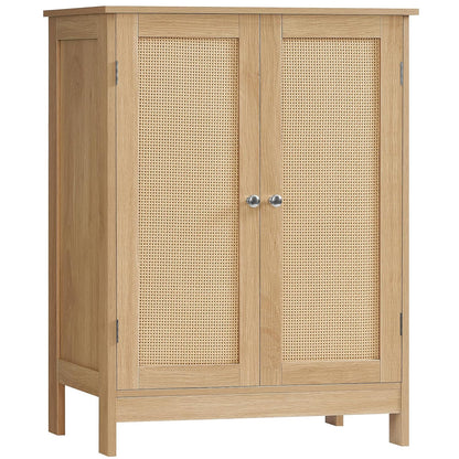 Iwell Storage Cabinet, Rattan Cabinet with Adjustable Shelf, for Living Room, Entryway, Kitchen, Home Office, Nature