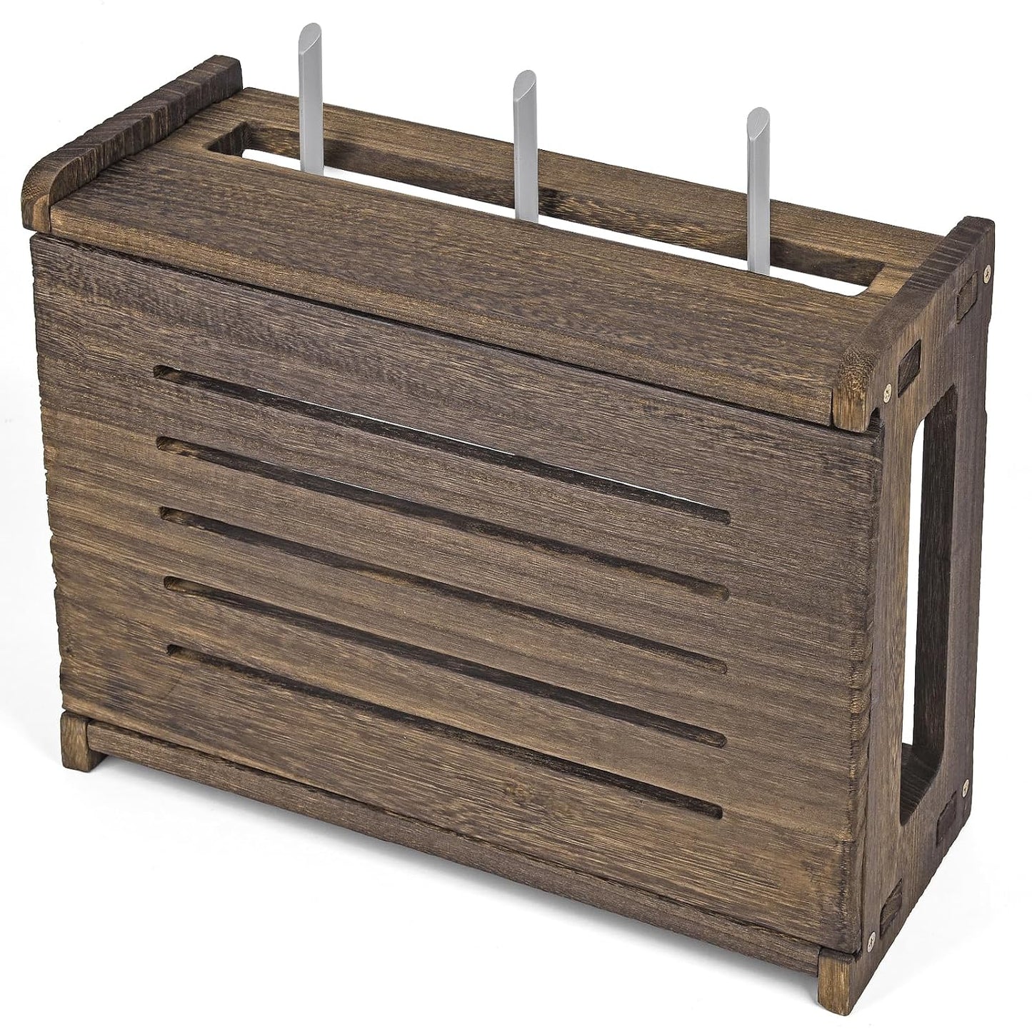 Wooden Router Shelf Wall Mount WiFi Router Storage Box Modem Cable Router Cover Organized Power Strip Cable Management Hider Rack Need Assembly 14.9 * 9.8 * 5.4 in (L* H * W)