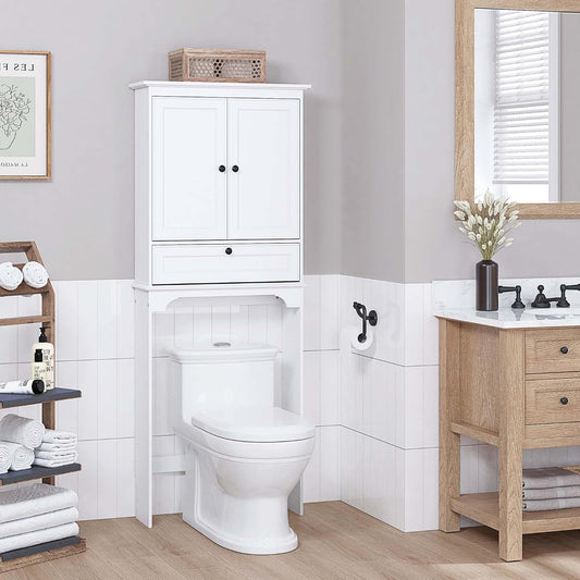 Bathroom Over the Toilet Storage Cabinet with Tilt... (White | Engineered Wood)