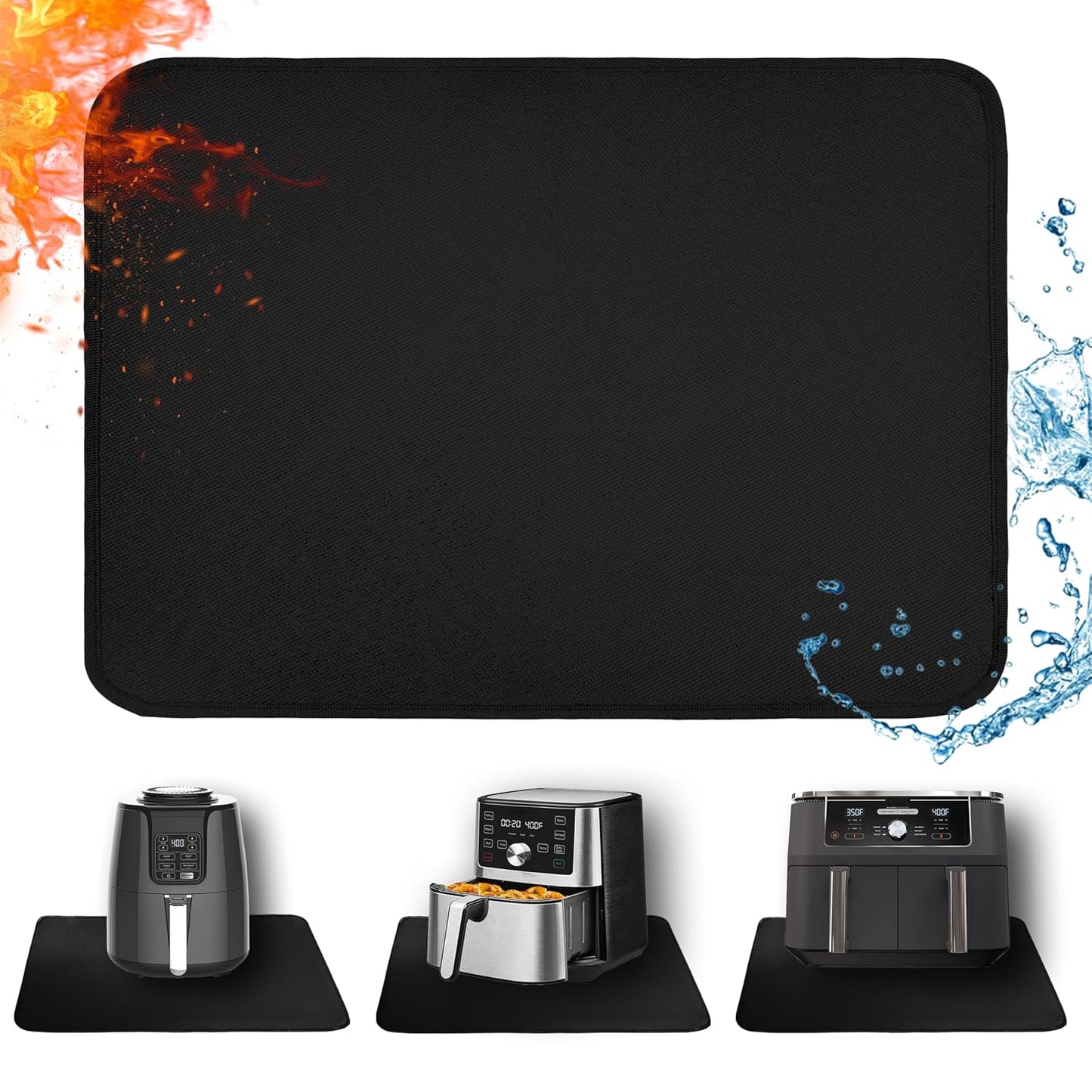 Heat Resistant Mats for Air Fryer on Countertop, 2... (Black | Glass Fiber)