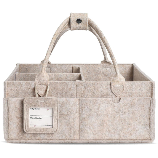 Diaper Caddy Organizer - Large Baby Caddy Organize... (Oatmeal | Felt)