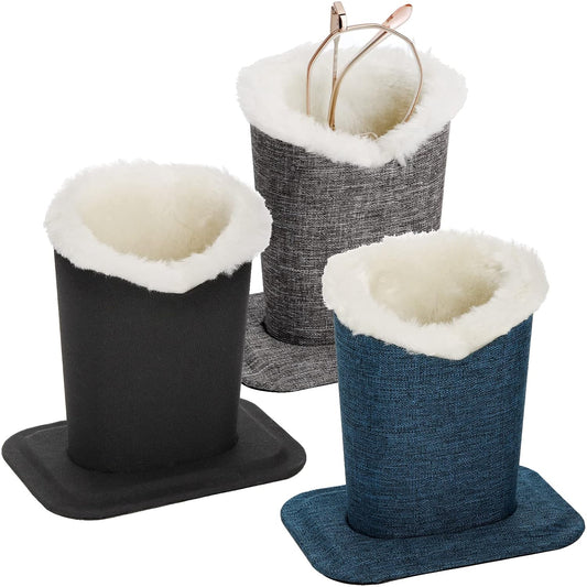 ZOOFOX 3 Pack Plush Lined Eyeglass Holder, Fabric Glasses Stand for Desks, Nightstands