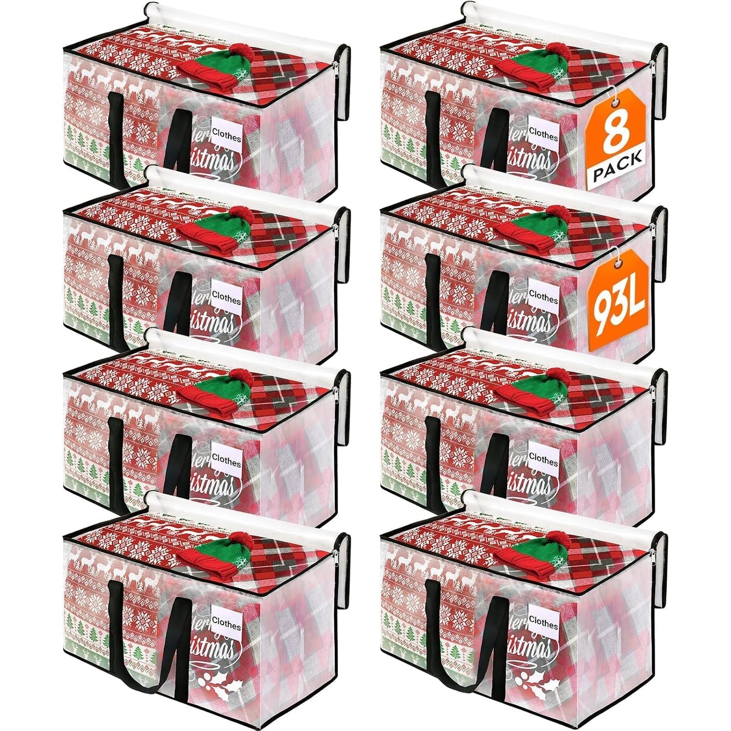 Moving Bags, 93L 8-Pack Storage Bags, Moving Boxes | Moving Box Heavy Duty Extra Large, Moving Totes with Zipper, Large Packing Bag with Reinforced Handles, Packaging Moving